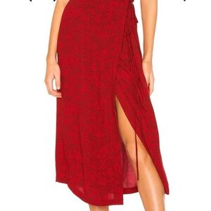 Free People Yasmin Tied Midi Skirt Raspberry size XS/S
